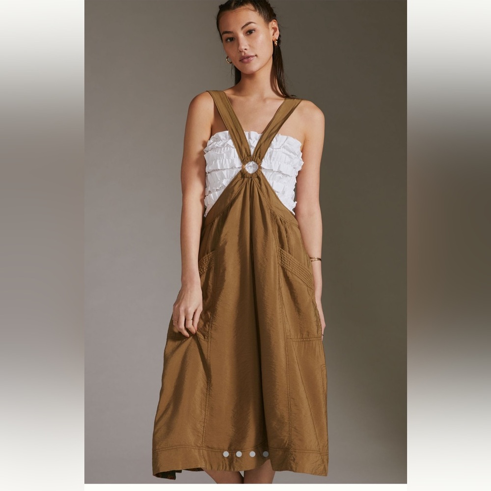 Pilcro A-line Utility Pinafore Midi Dress
